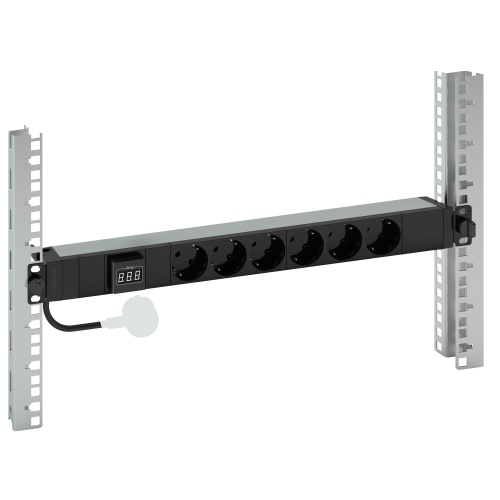 PDU - Блок распределения питания - 6 розеток 2К+3 - немецкий стандарт - амперметр - шнур питания 3м - 19'' - 16А | код 646841 |  Legrand
